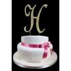 Gold Letter H Rhinestone Cake Topper Decoration